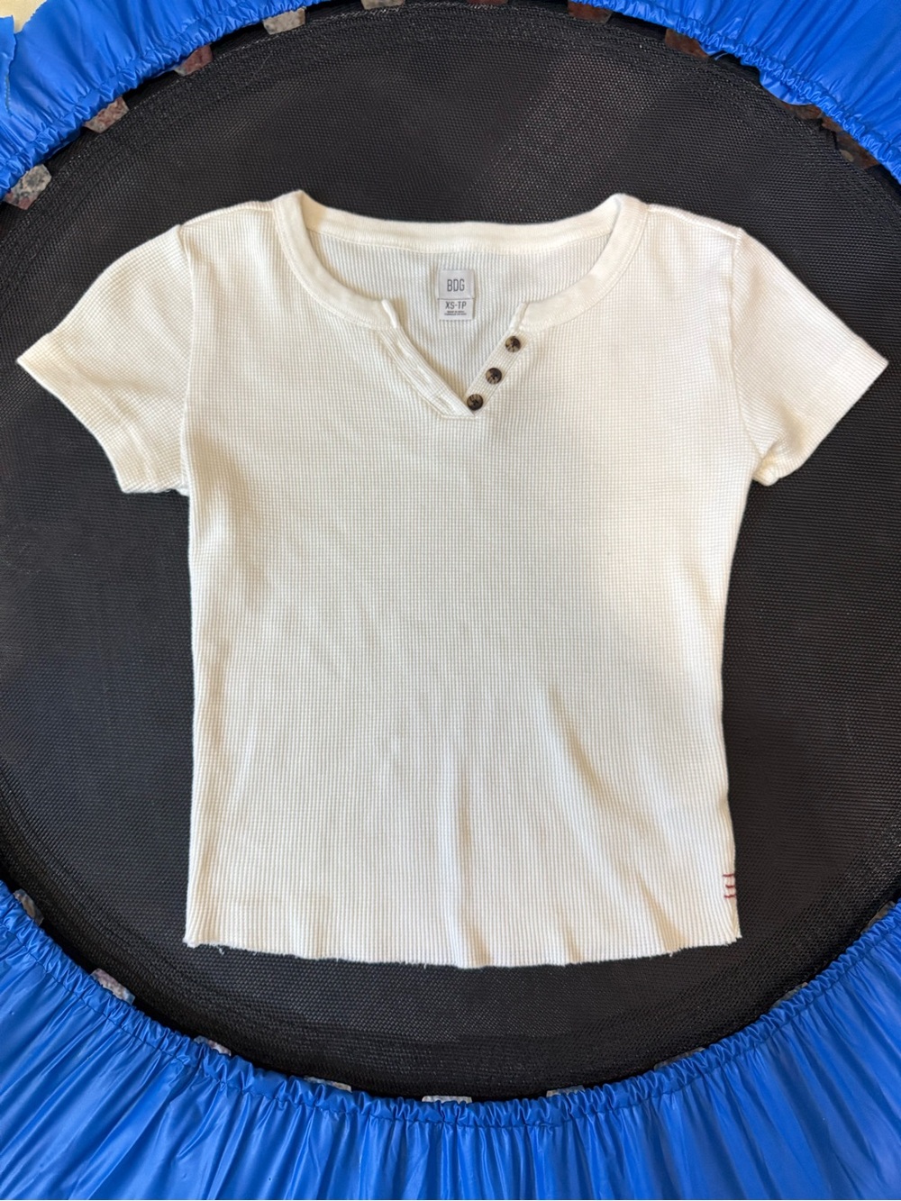 Cream Waffle Short-Sleeve Henley Tee